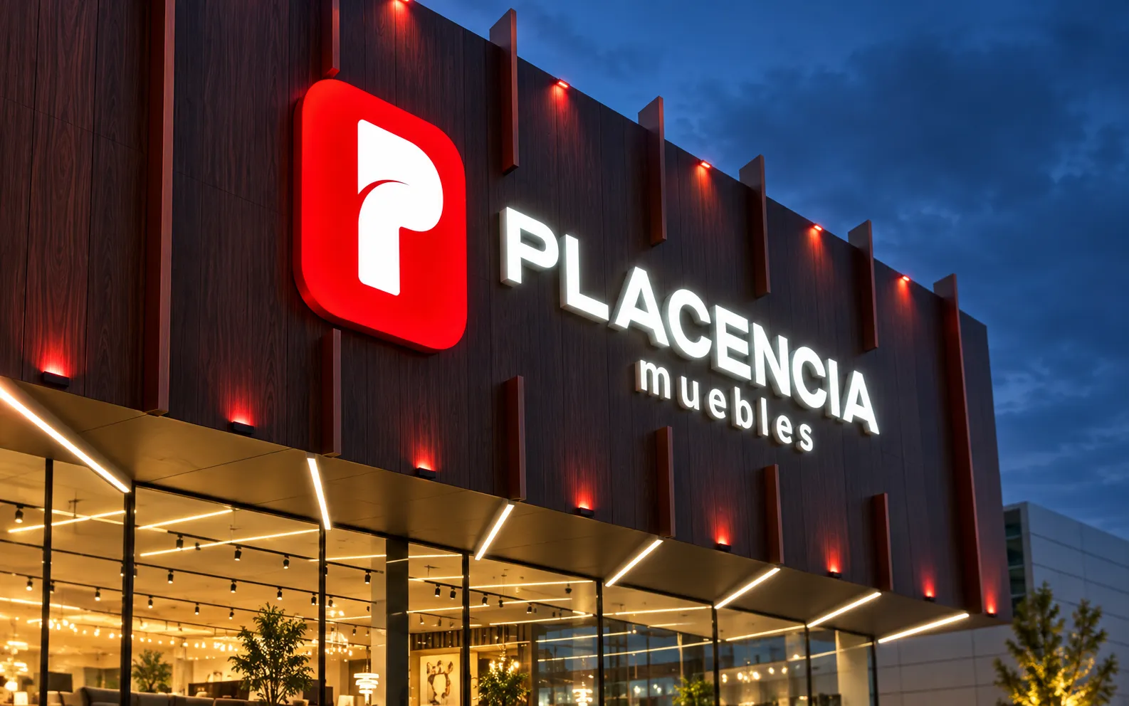 Detalle cercano de anuncio 3D de acrílico con acabado iluminado